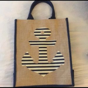Sailor Motif Burlap Tote Bag